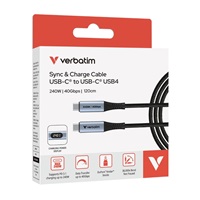 VERBATIM Kabel USB4 Sync & Charge, 240W, s displejem, 120cm