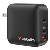 VERBATIM GaN Nabíječka Mini GaN 165W, 3xUSB-C, 1x USB-A, černá