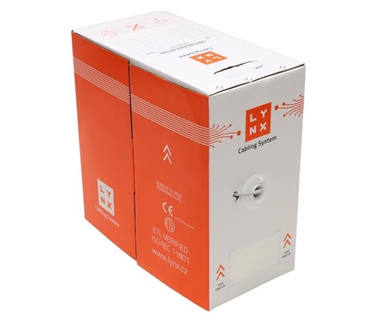 BAZAR - FTP kabel LYNX, Cat5E, drát, LS0H, DCa, šedý, 305m - POŠKOZENÝ OBAL