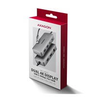 AXAGON HMC-CUB83X2, USB 10Gbps hub, 2x USB-A, USB-C, HDMI & DP 4k/144Hz, RJ-45 GLAN, PD 100W, kabel USB-C 15cm