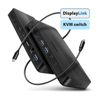 AXAGON HMC-DL-KVM, DisplayLink dokovací stanice, USB 10Gbps, HDMI + DP 4K/60Hz, RJ-45, SD/microSD, audio, PD 100 W, KVM