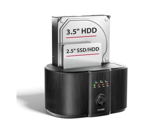 AXAGON ADSA-SC, USB-C 5Gbps dokovací stanice pro 2x SATA 6G 2.5"/3.5" SSD/HDD s funkcí klonování