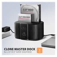 AXAGON ADSA-SC, USB-C 5Gbps dokovací stanice pro 2x SATA 6G 2.5"/3.5" SSD/HDD s funkcí klonování