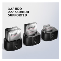 AXAGON ADSA-SC, USB-C 5Gbps dokovací stanice pro 2x SATA 6G 2.5"/3.5" SSD/HDD s funkcí klonování