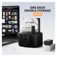 AXAGON ADSA-SC, USB-C 5Gbps dokovací stanice pro 2x SATA 6G 2.5"/3.5" SSD/HDD s funkcí klonování