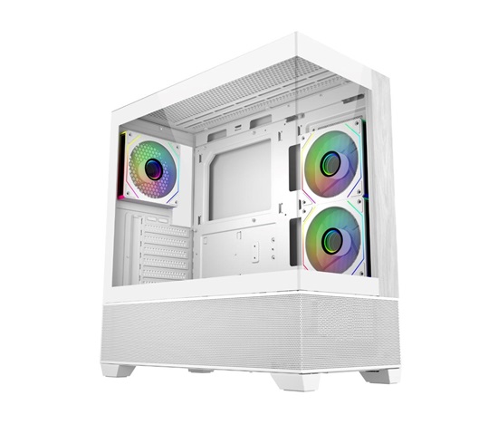 Cooler Master case Elite 690 Wood, ATX, Průhledná bočnice, 3x 120mm ARGB Fan, Bílá