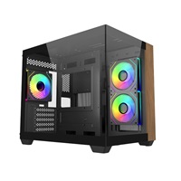 Cooler Master case Elite 481 Wood, mATX, Průhledná bočnice, 3x 120mm ARGB Fan, Černá – náhled 1