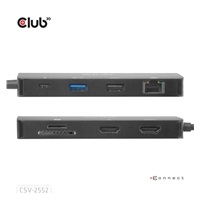 Club3D Dokovací stanice USB-C 9v1, 2xHDMI, 1xUSB-C, 1xUSB-C PD, 2xUSB, 1xRJ45, microSD/SD, černá