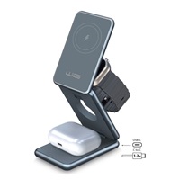 WG - Bezdrátová nabíječka WG39, 3v1, 15W+5W+3W, šedá