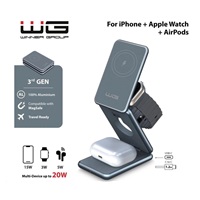 WG - Bezdrátová nabíječka WG39, 3v1, 15W+5W+3W, šedá