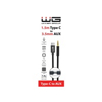 WG - Kabel Type-C (male) na AUX 3,5mm jack (male), 1,5metru, DAC chip, černá