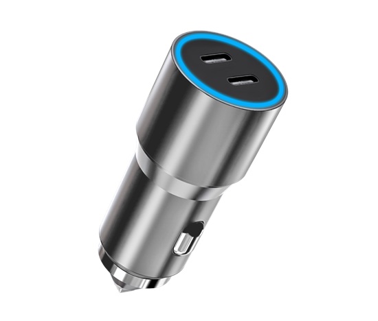WG - Nabíječka do auta 2x USB 60W, 2x USB-C PD 30W, stříbrná