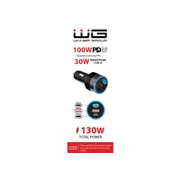 WG - Nabíječka do auta 3x USB 130W, 1x USB-C PD 100W + 1x USB-C 30W + 1x USB-A 18W, černá