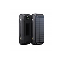 WG - Power Bank 20000 mAh, solarní panel + bezdrátové nabíjení 15W + svítilna + kompas, USB-C PD 20W, černá