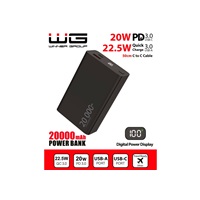 WG - Power Bank 20000 mAh, USB-C PD 20W + USB-A QC 22.5W, černá