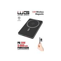 WG - Power Bank 5000 mAh, bezdrátová 15W + PD 20W, černá