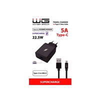 WG - Síťová nabíječka 1x USB-A 22,5W, SuperCharge, 5V-9V-12V, + kabel USB-A na Type-C (5A), černá