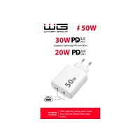WG - Síťová nabíječka 2x USB-C 50W, 1x USB-C PD 30W + 1x USB-C PD 20W, bílá