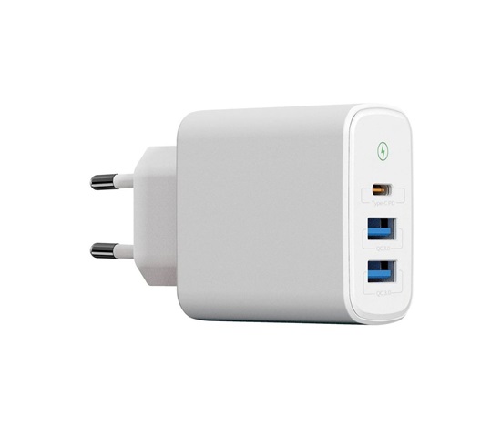 WG - Síťová nabíječka 3x USB, 1x USB-A QC 3.0 + 1x USB-A QC 3.0 + 1x USB-C PD 3.0, bílá