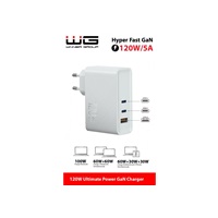 WG - Síťová nabíječka GaN 3x USB 120W, 1x USB-A + 2x USB-C, bílá