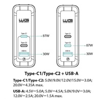 WG - Síťová nabíječka GaN 3x USB 120W, 1x USB-A + 2x USB-C, bílá