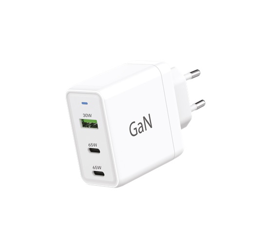 WG - Síťová nabíječka GaN 3x USB, 1x USB-A 30W + 2x USB-C 65W, bílá