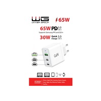 WG - Síťová nabíječka GaN 3x USB, 1x USB-A 30W + 2x USB-C 65W, bílá