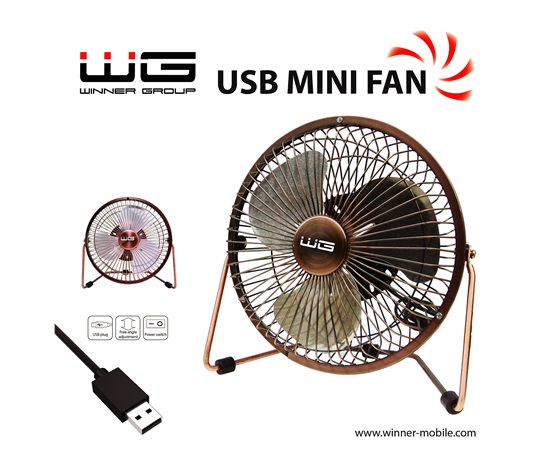 WG - Ventilátor USB mini fan 6inch, bronzový