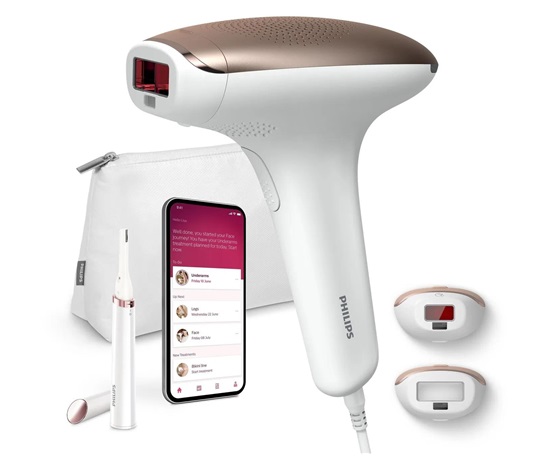 Philips Lumea IPL 7000 Series epilátor, zastřihovač HP6388, aplikace, 2 nástavce