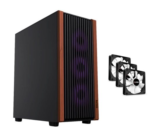 1stCOOL skříň G6 Noble, Mid Tower, ATX, AU, 3x 120mm Fan, Černá