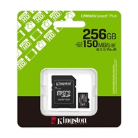 Kingston MicroSDXC karta 256GB Canvas Select Plus, U1, V10, A1, SD Adaptér