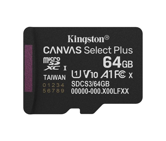Kingston MicroSDXC karta 64GB Canvas Select Plus, U1, V10, A1