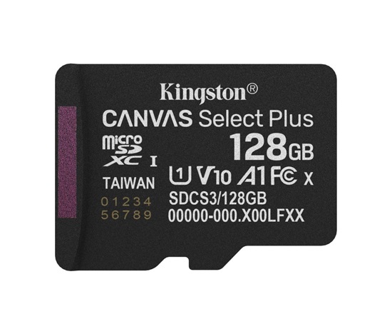Kingston MicroSDXC karta 128GB Canvas Select Plus, U1, V10, A1