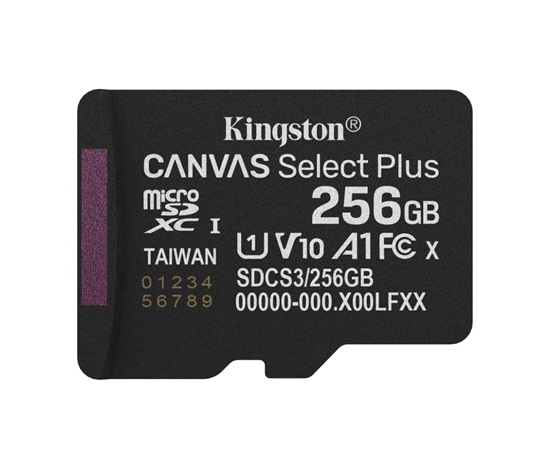 Kingston MicroSDXC karta 256GB Canvas Select Plus, U1, V10, A1