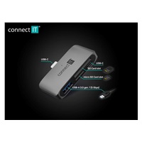 CONNECT IT Dokovací stanice CompactPRO USB-C, 1xUSB-A, 1xUSB-C, MicroSD/SD, šedá