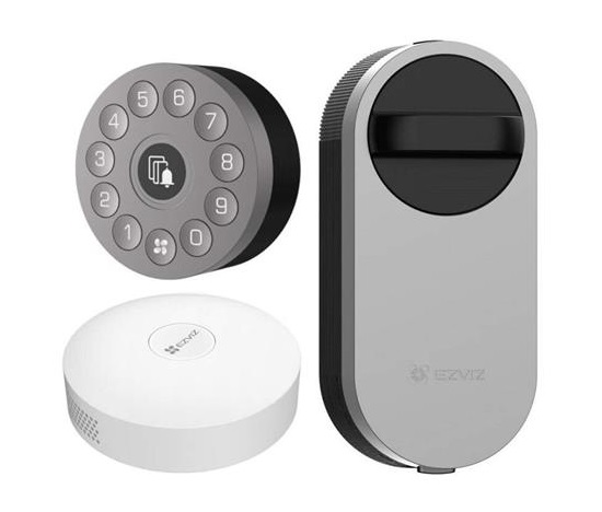 Ezviz  - Set Chytrého dveřního zámku (DL01S) + Klávesnice (DL01CP) + HUB (A3) (CS-DL01S/DL01CP/A3-BK)