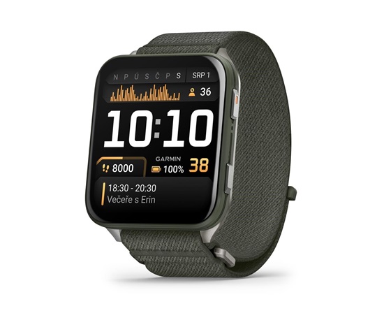 Garmin Venu® X1 Moss pouzdro s titanovou zadní stranou a nylonovým řemínkem ComfortFit v barvě Moss