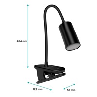 CONNECT IT Stolní LED lampa CLIP 2 s klipem, černá