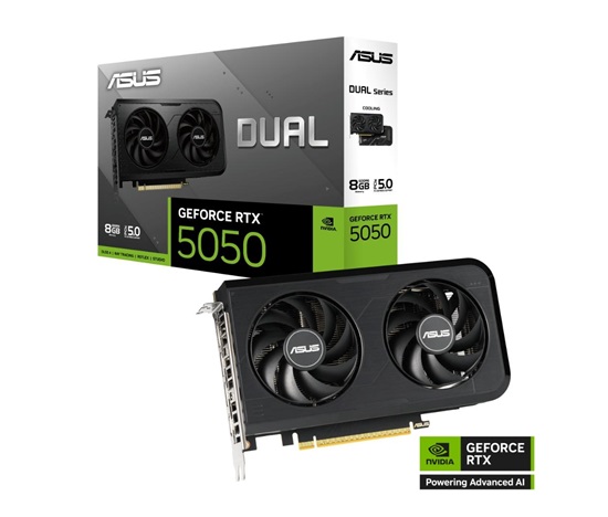 ASUS VGA NVIDIA GeForce RTX 5050 DUAL 8G, 8G GDDR6, 3xDP, 1xHDMI