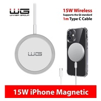 WG - Bezdrátová nabíječka FAST MAGNET 15W, kulatá, bílá