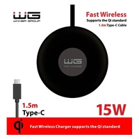 WG - Bezdrátová nabíječka stolní FAST 15W, kulatá stolní, černá