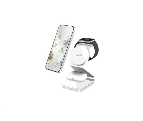 WG - Bezdrátová nabíječka WG37, 3v1 FAST MAGNET, 15W+3W+3W, bílá