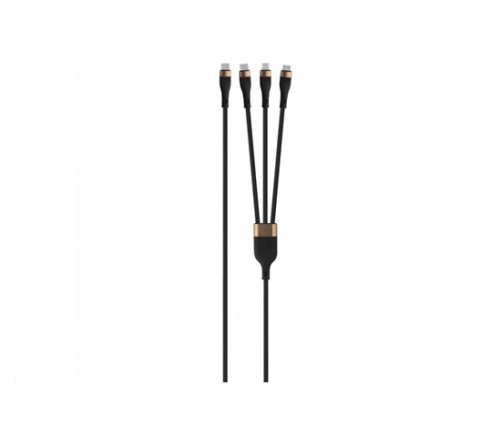 WG - Datový kabel 3v1 Type-C na Type-C na Lightning na Micro USB, 1,5 metrů, 5A, 100W, černá