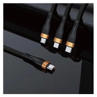 WG - Datový kabel 3v1 Type-C na Type-C na Lightning na Micro USB, 1,5 metrů, 5A, 100W, černá