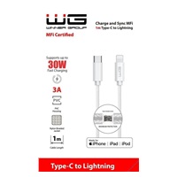 WG - Datový kabel Lightning Mfi na Type-C, 1 metr, 3A, bílá