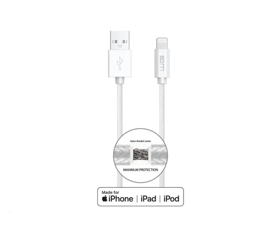 WG - Datový kabel Lightning MFI na USB-A, 1 metr, 2,4A , bílá