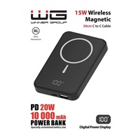 WG - Power Bank 10000 mAh, bezdrátová 15W + PD 20W + QC 3.0 22,5W, černá