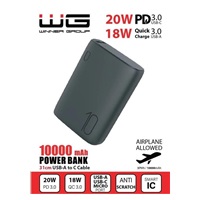 WG - Power Bank 10000 mAh, QC 3.0 a PD output+input, ultra malá, černá