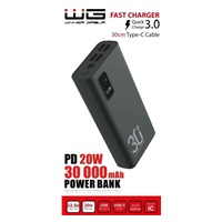 WG - Power Bank 30000 mAh, USB-C PD 20W, černá