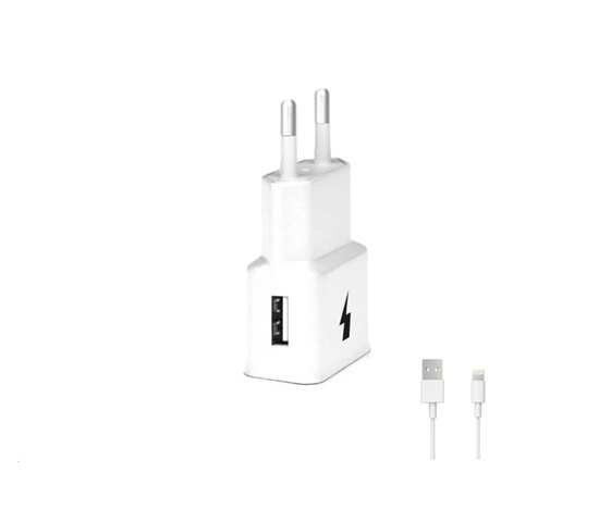 WG - Síťová nabíječka 1x USB-A, Quick Charge 3.0, 5V-9V-12V, kabel USB-A na Lightning, bílá